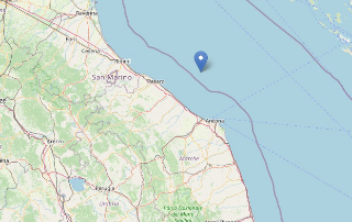 Scossa di terremoto di magnitudo 4.4 al largo della costa pesarese