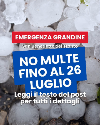Grandine a San Benedetto del Tronto, niente multe sulle strisce blu per le auto danneggiate fino al 26 luglio
