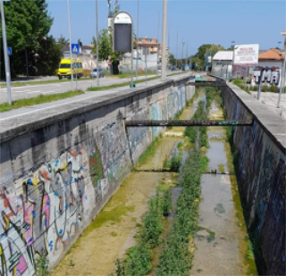 Pesaro - Lavori al Genica per rimuovere la folta vegetazione nel letto del torrente