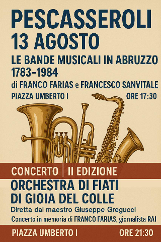 A Pescasseroli il 13 agosto, le bande musicali per ricordare  Franco Farias