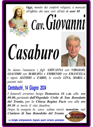 Monteprandone piange l’ex sindaco e cavaliere Giovanni Casaburo