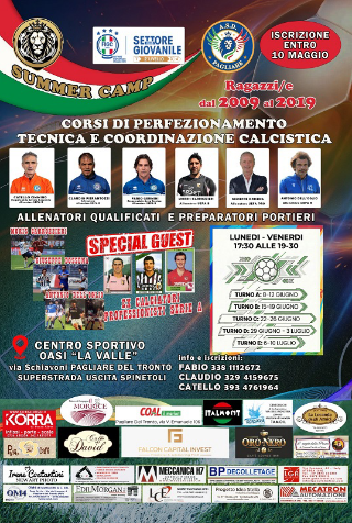 Pagliare del Tronto: al via il Campus Tecnico di Calcio dell’ASD Pagliare