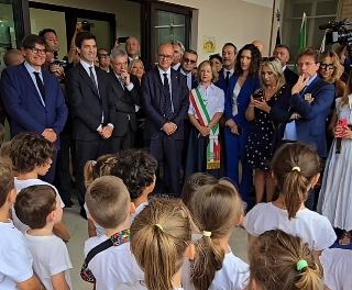 Chiaravalle - Il presidente Acquaroli  e il ministro Valditara all’inaugurazione della Casa dei Bambini