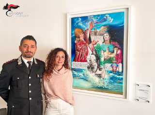 Ascoli Piceno - Omaggio artistico ai carabinieri della pittrice Veronica De Angelis