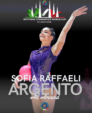 Sofia Raffaeli d’argento alla Coppa del Mondo di ginnastica ritmica